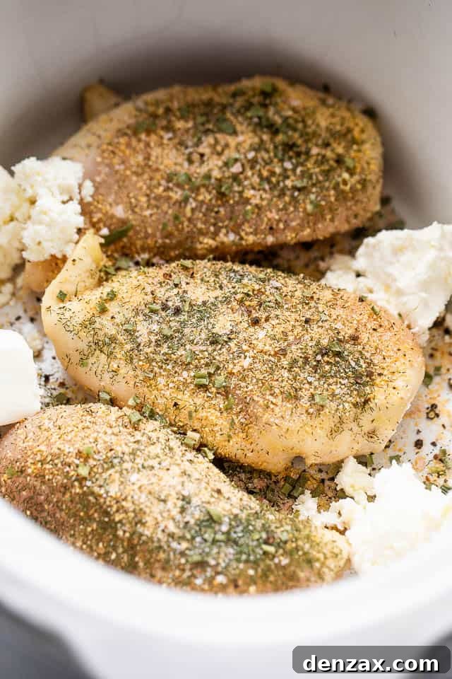 three seasoned raw chicken breasts