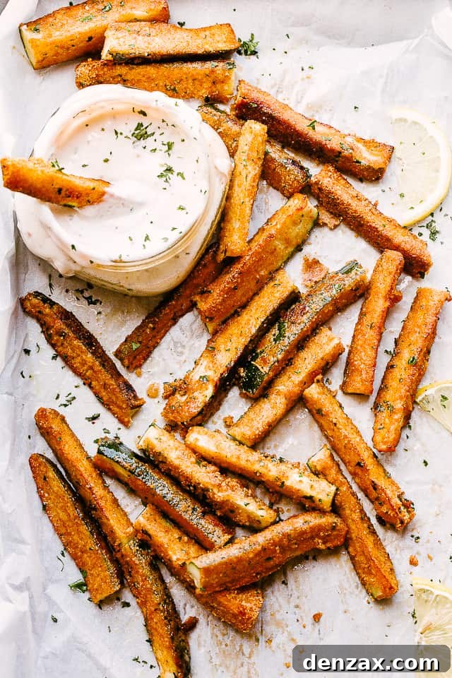 Crispy zucchini fries with dipping sauce