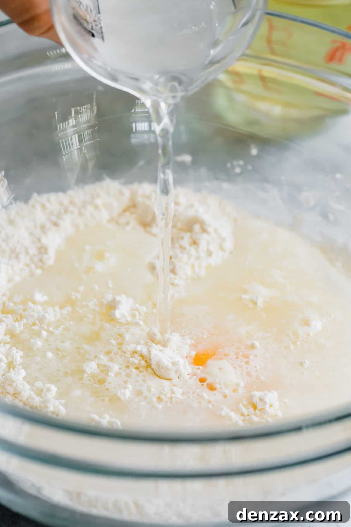 Club Soda Being Poured Into the Bowl of Tempura Batter