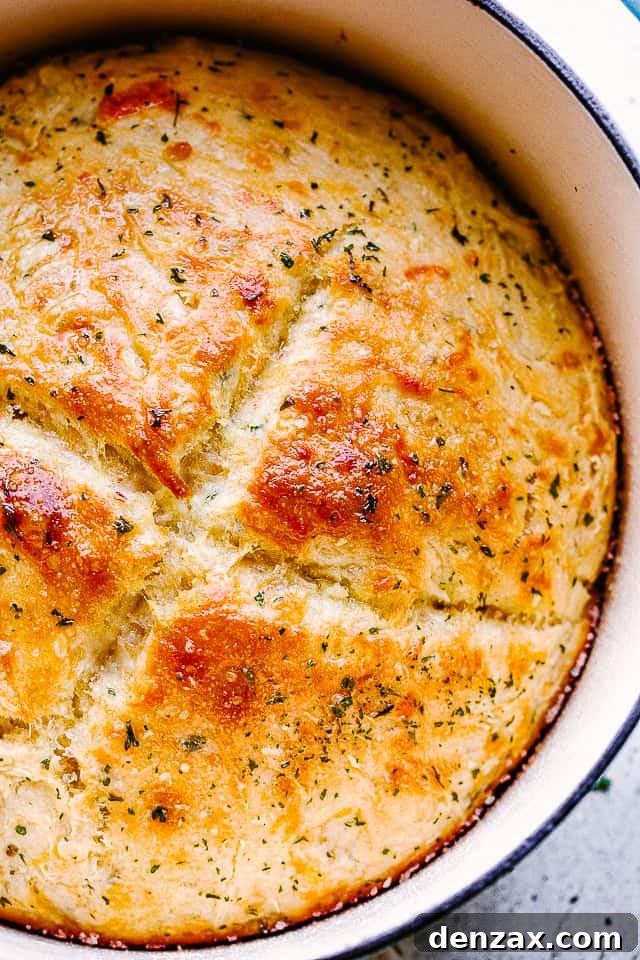 Skillet with no knead bread