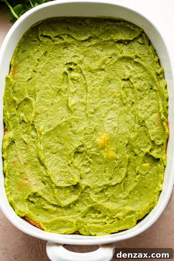guacamole layer on a seven layer dip