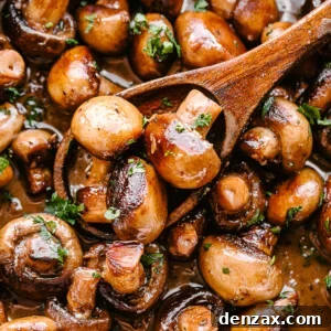 Pan of garlic butter mushrooms