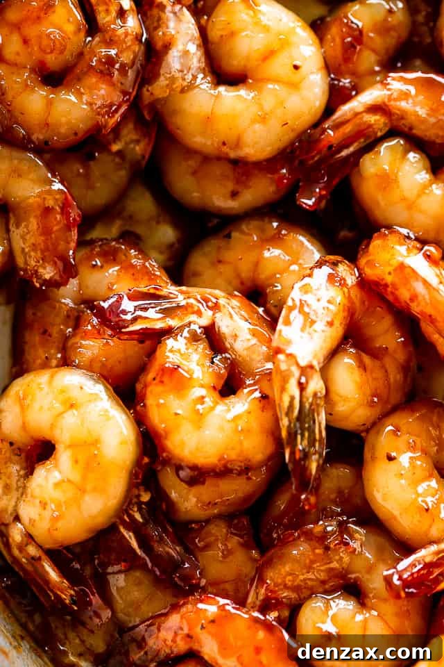 Honey garlic shrimp in a pan.