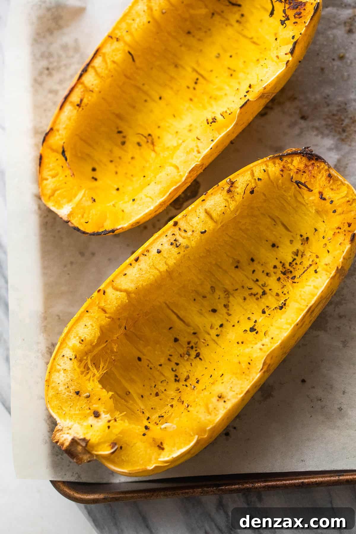 halved spaghetti squash