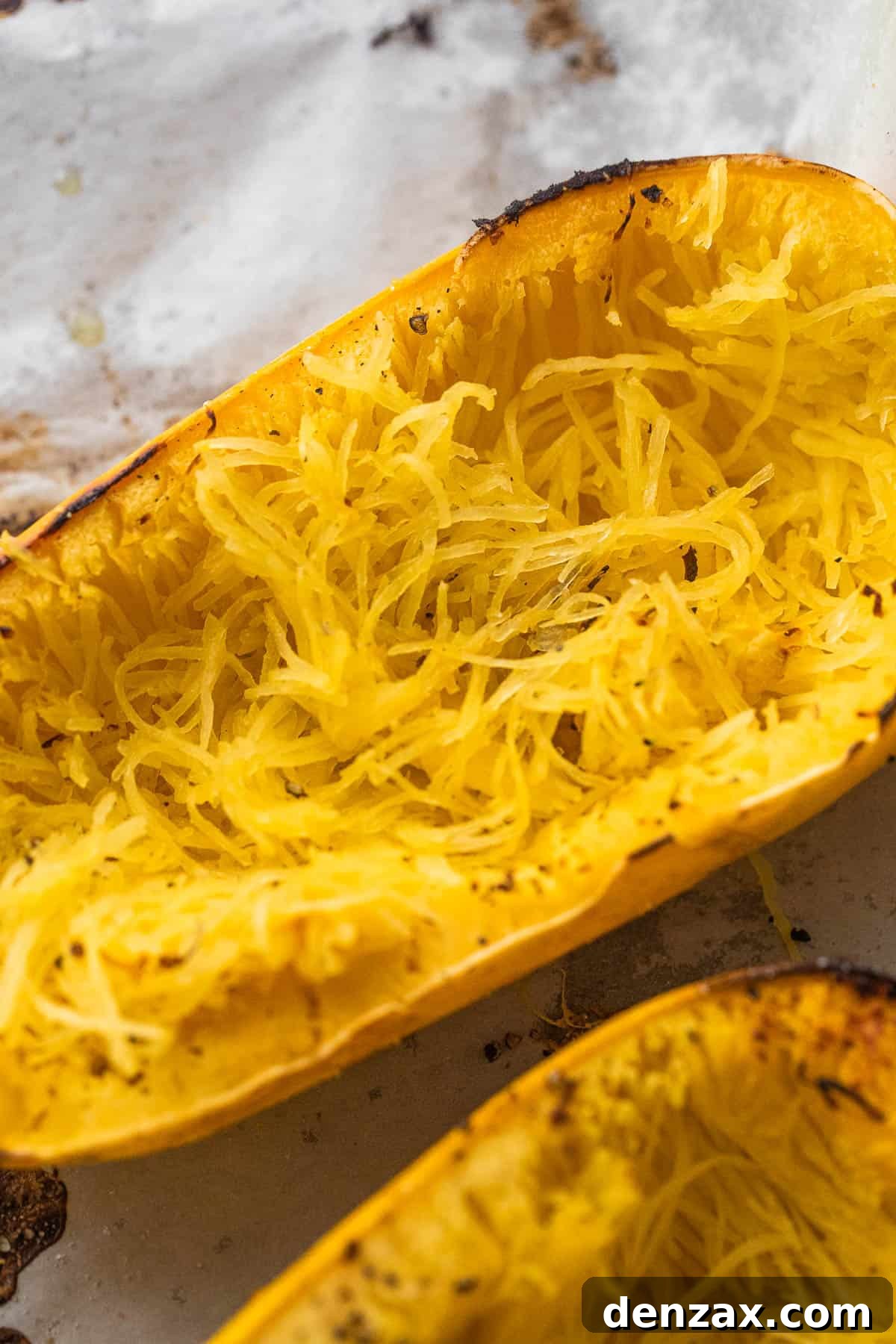 spaghetti squash cut in half