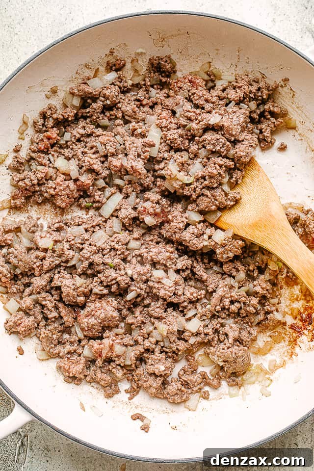 Ground beef browning in a skillet ground beef browning in a skillet for skillet lasagna