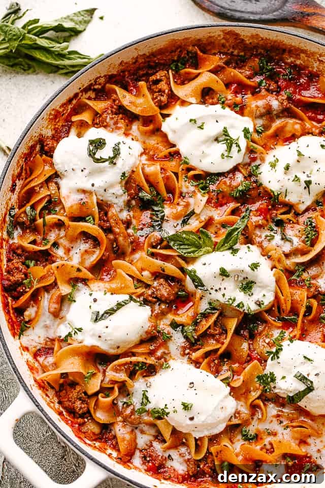 Skillet Lasagna Skillet Lasagna with cheese and fresh herbs