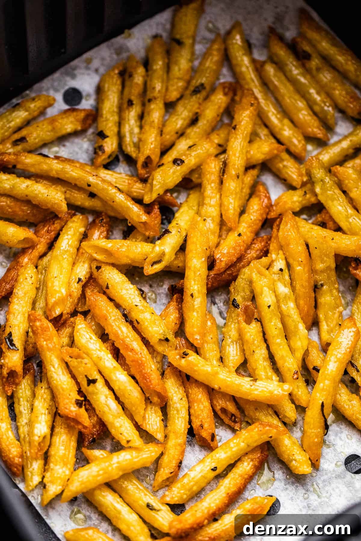Crispy Pasta Chips: Air Fryer or Oven Recipe Guide 5 baked pasta chips in air fryer basket