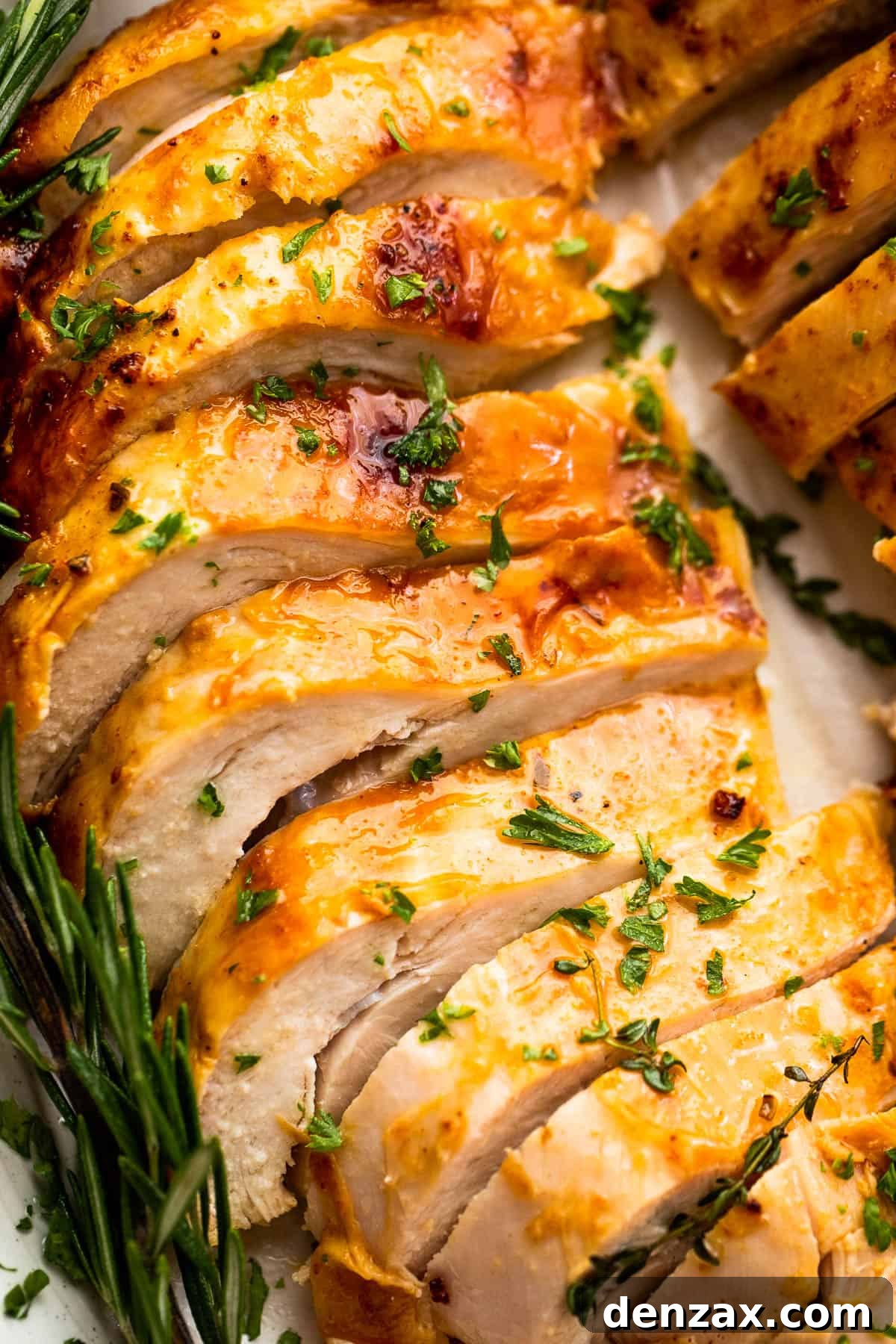 close up of turkey breast slices.
